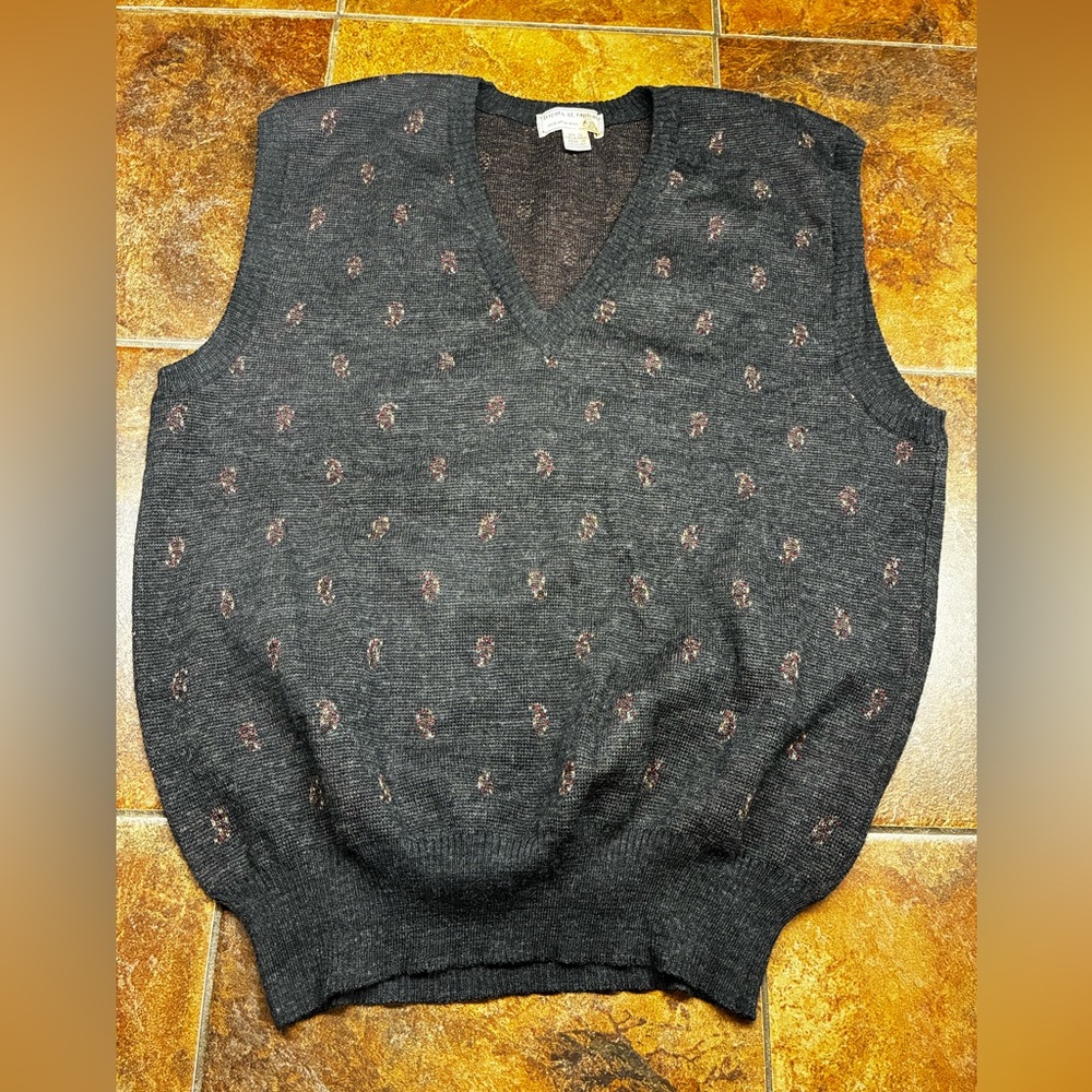 Wool Patterned Vintage Sweater Vest